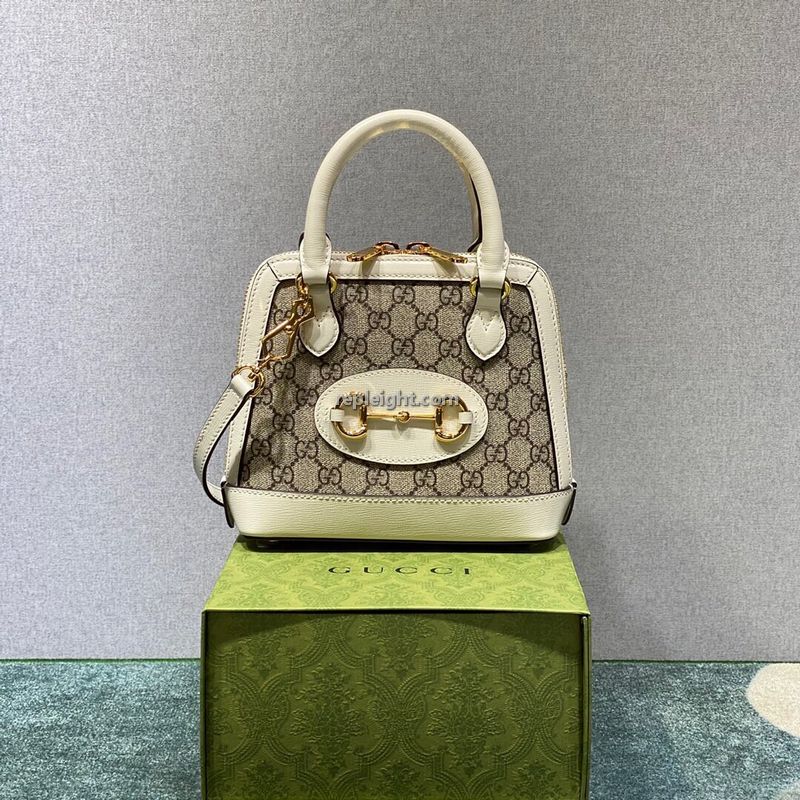 GUCCI-640716 9761 구찌 화이트 홀스빗 GG 수프림 1955 미니 탑 핸들백