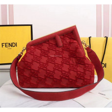 FENDI-8BP127 펜디 레드 스웨이드 퍼스트 미디엄 백