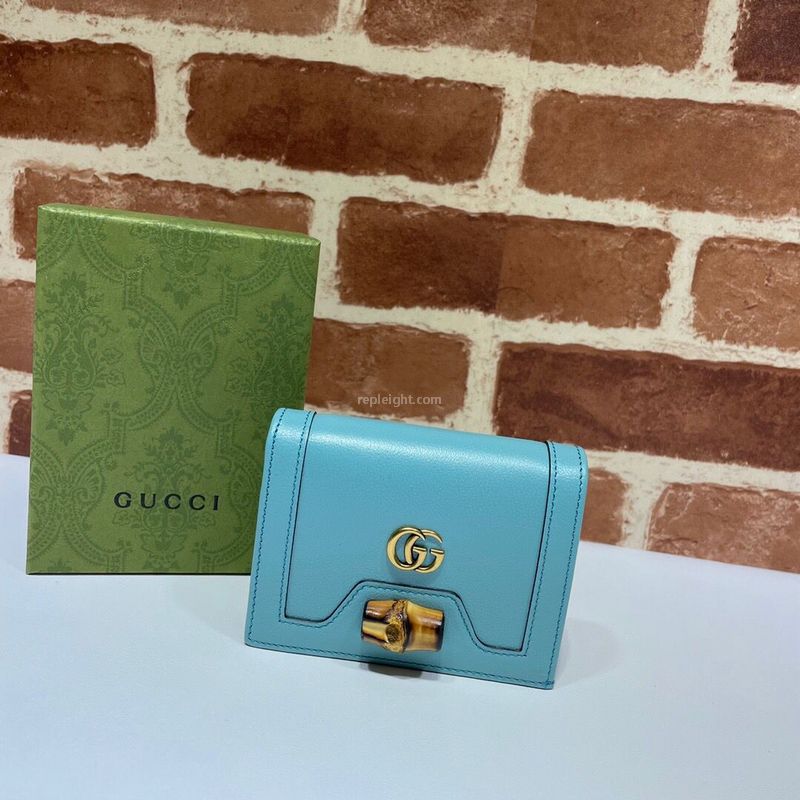 GUCCI-658244 구찌 스카이블루 다이애나 뱀부 카드 케이스 지갑