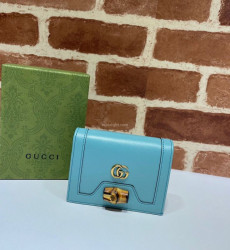 GUCCI-658244 구찌 스카이블루 다이애나 뱀부 카드 케이스 지갑