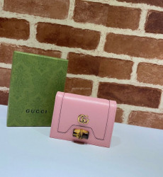 GUCCI-658244 구찌 핑크 다이애나 뱀부 카드 케이스 지갑