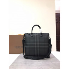 BURBERRY-80529291 차콜 체크 레더 토트