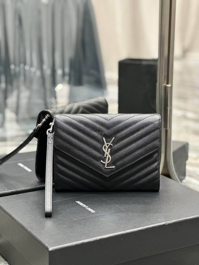 YSL- SAINT LAURENT 617662BOW021000 퀼티드 그랑 드 뿌드르 엠보스드 모노그램 클러치