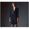 이브생로랑-YSL Satin-trimmed Grain De Poudre Wool Mini Dress Women