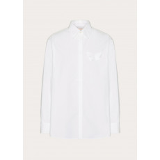 발렌티노 - VALENTINO 4V3ABR959VA_0BO COTTON POPLIN SHIRT WITH EMBROIDERED BUTTERFLY